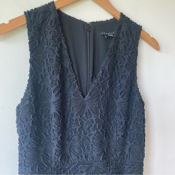 Theory black lace overlay sleeveless v neck dress size 6 - Picture 3 of 6